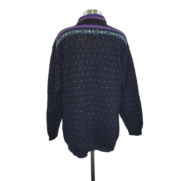 Vintage Alps Women's Nordic Style Wool Blend Pullover Sweater Size M Black/Blue - Picture 3 of 9